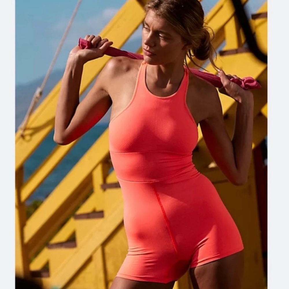 fp movement neon coral every single time runsie XS